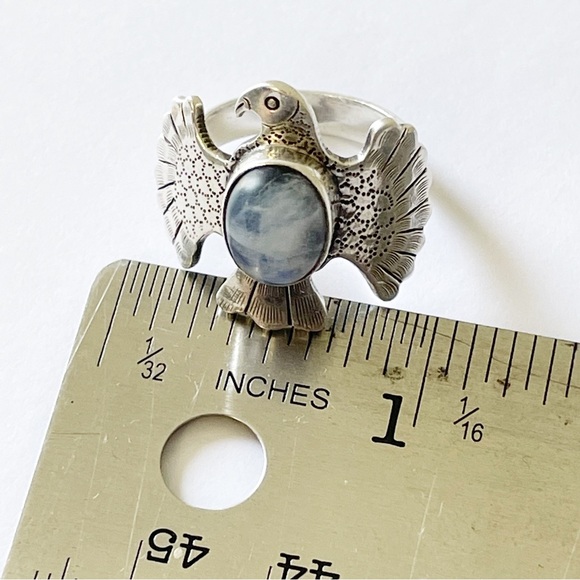 Sterling silver moonstone thunderbird ring - Picture 5 of 10